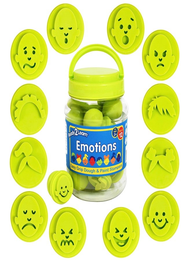 Ready 2 Learn Easy Grip Dough & Paint Stampers | Emotions | Set of 12 | Rubber Stamps for Ages 2+ | Washable | Crafts and Social Emotional Learning - Image 1